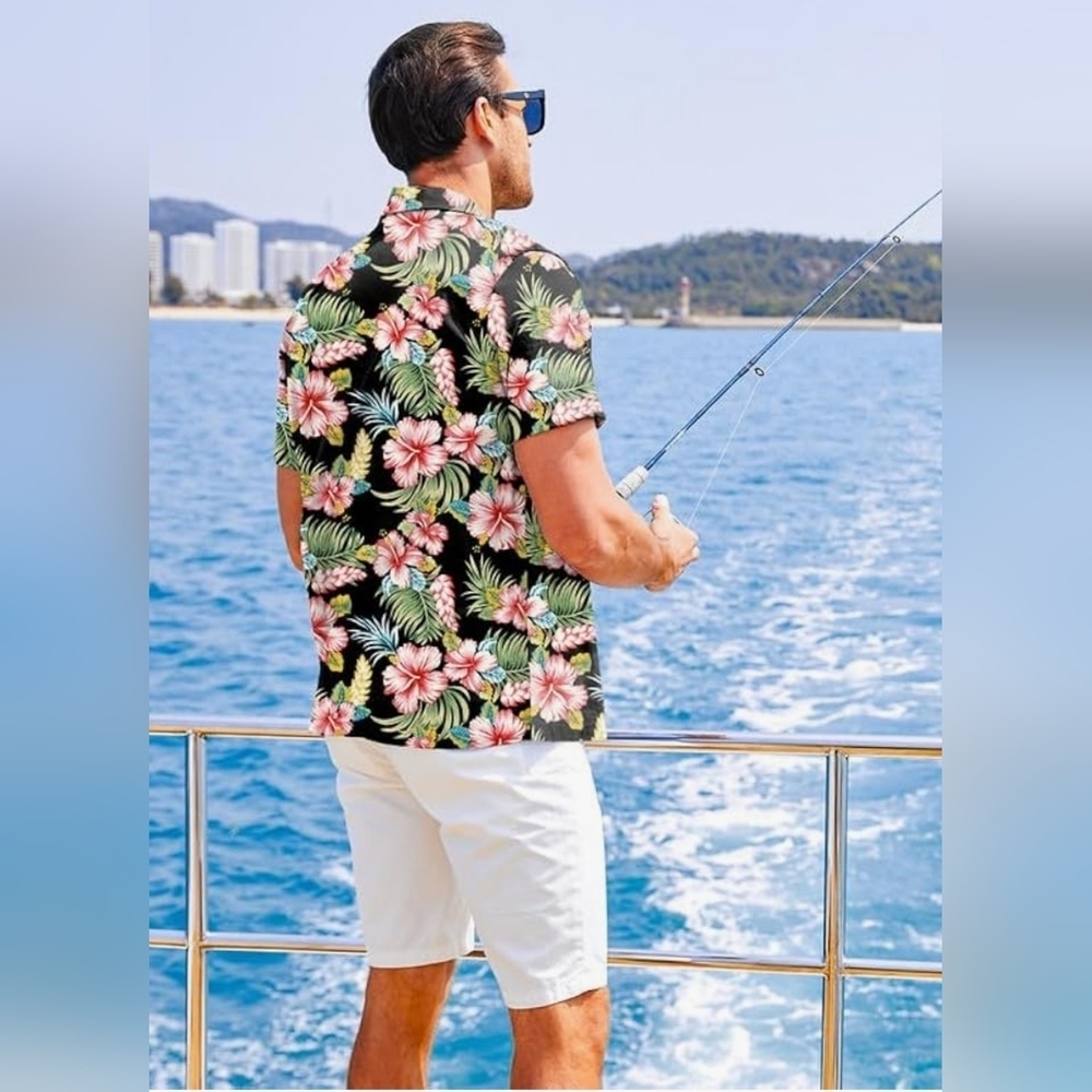 NWT JMIEER Mens 2XL Floral Hawaiian Shirt - Picture 2 of 7